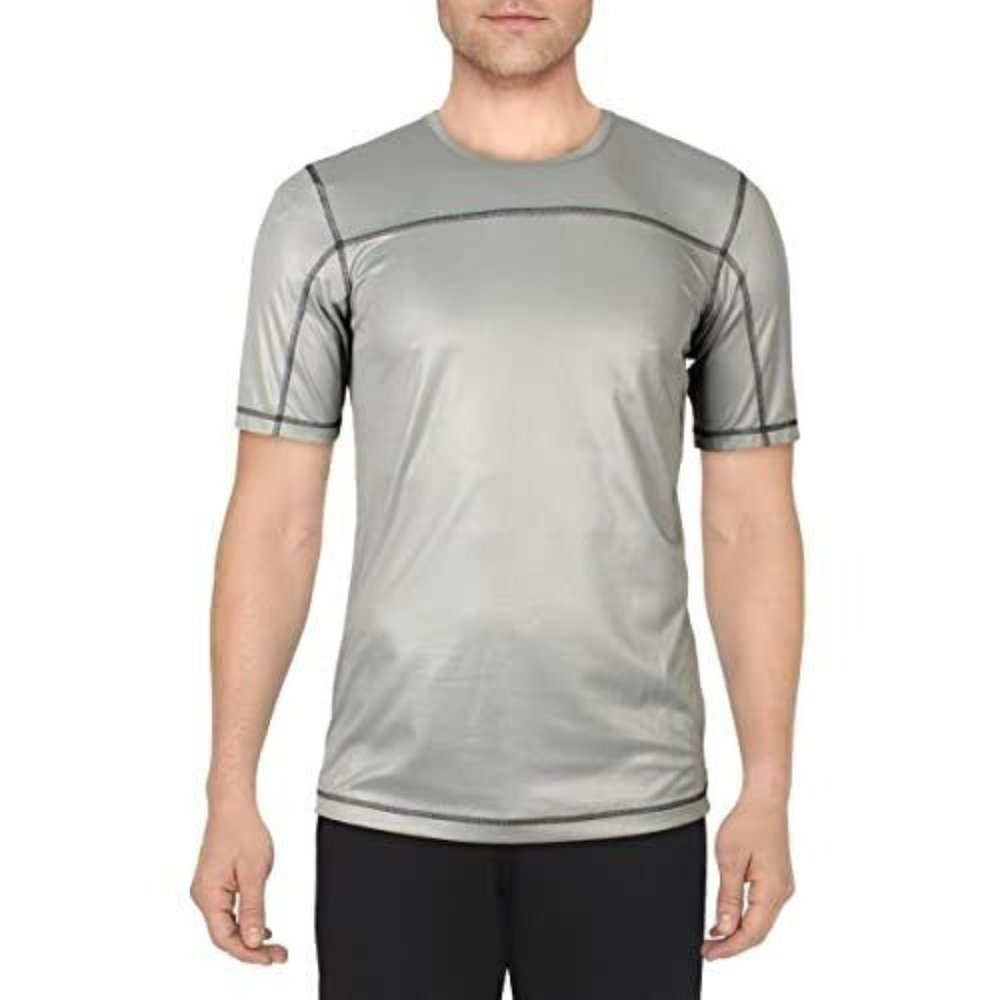 adidas Mens Fitness Workout Short Sleeve Shirts & Tops Gray S